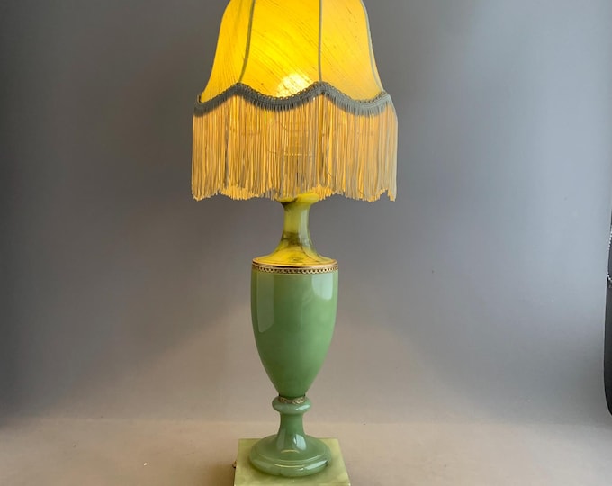 1950s Italian Green alabaster table lamp