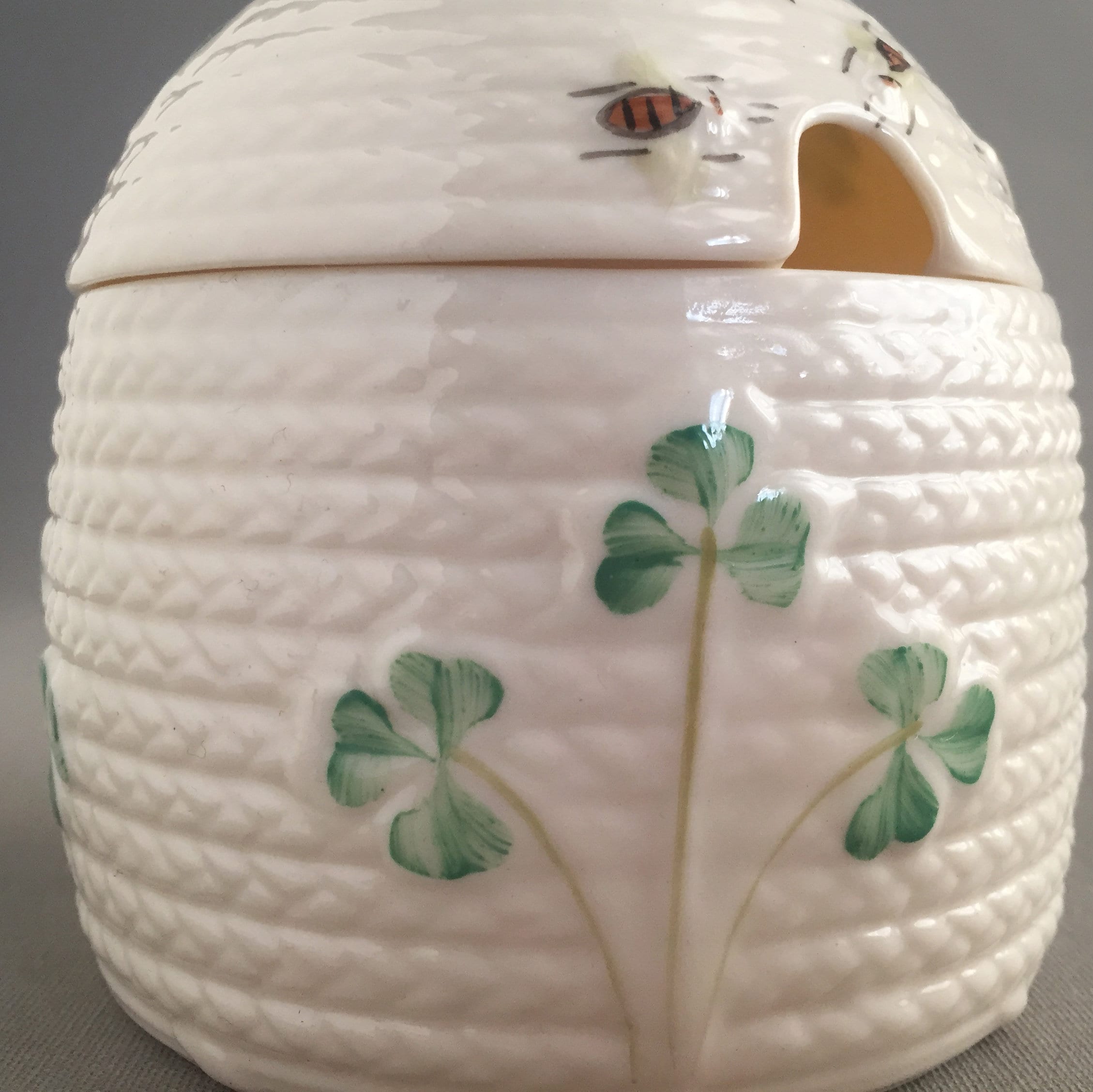 Belleek honey pot