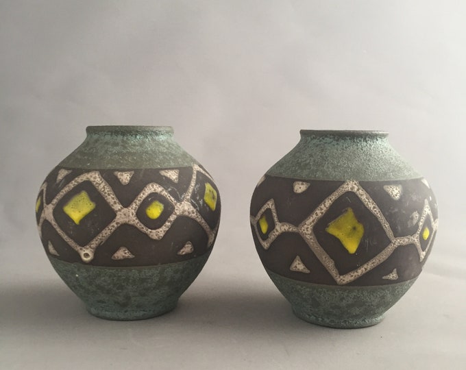 pair of west german style ceramic pots