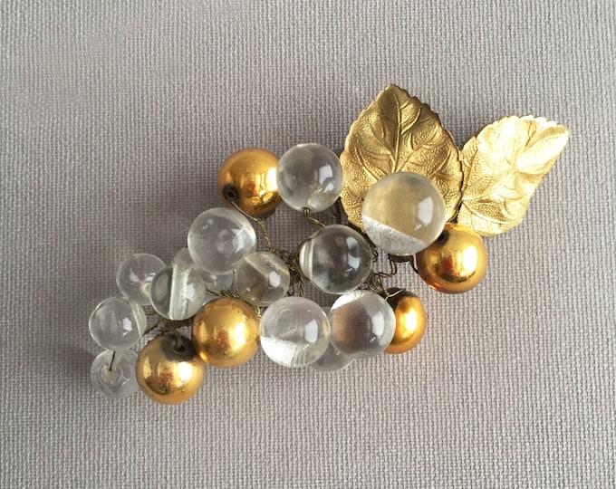 glass grapes deco brooch