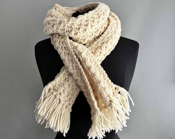 handknitted wool arran scarf