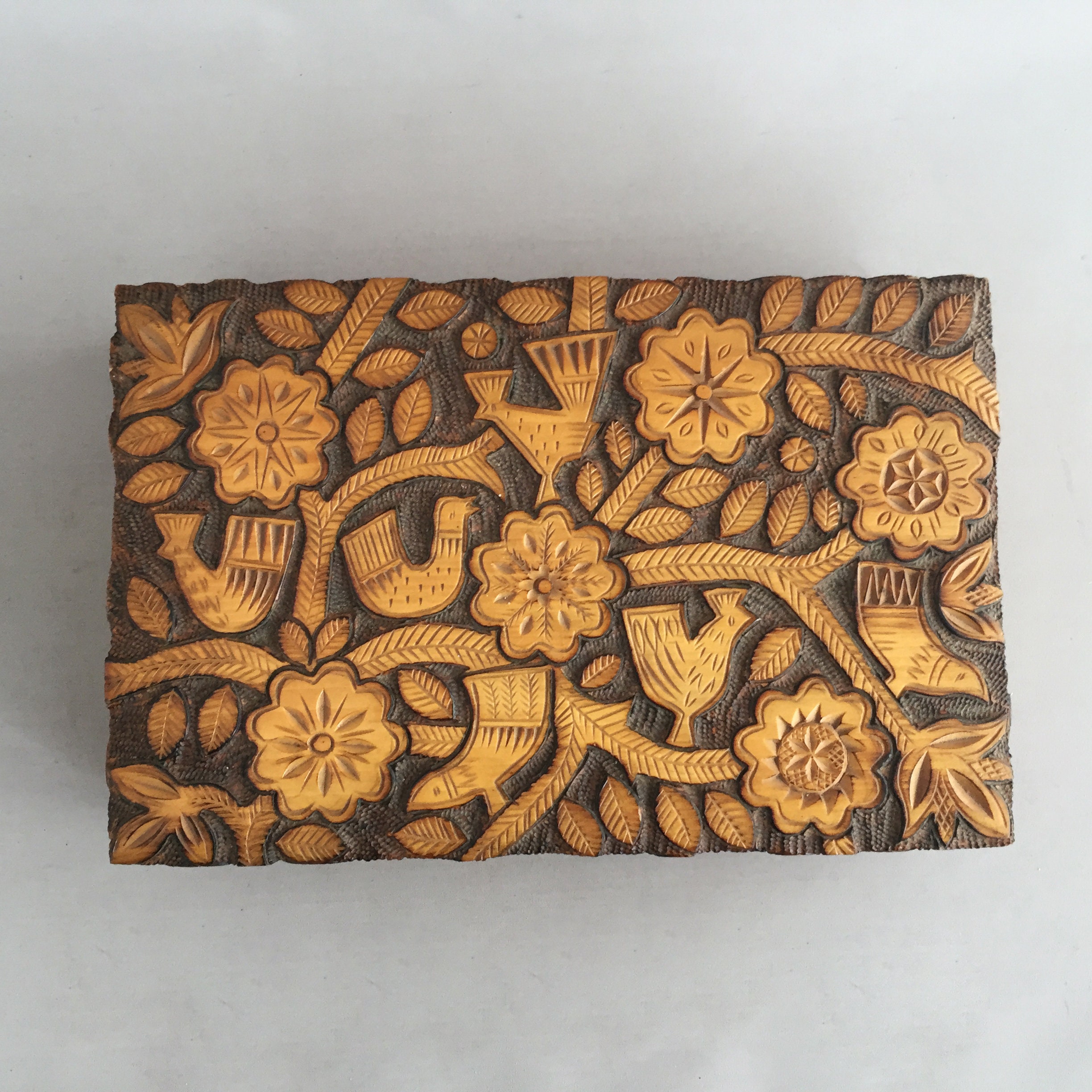carved wooden box