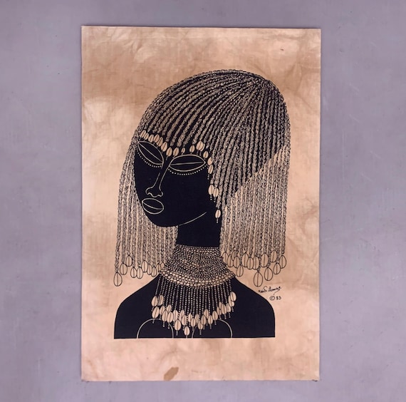 African Woman Batik Print on Fabric by Heidi Lange - Etsy