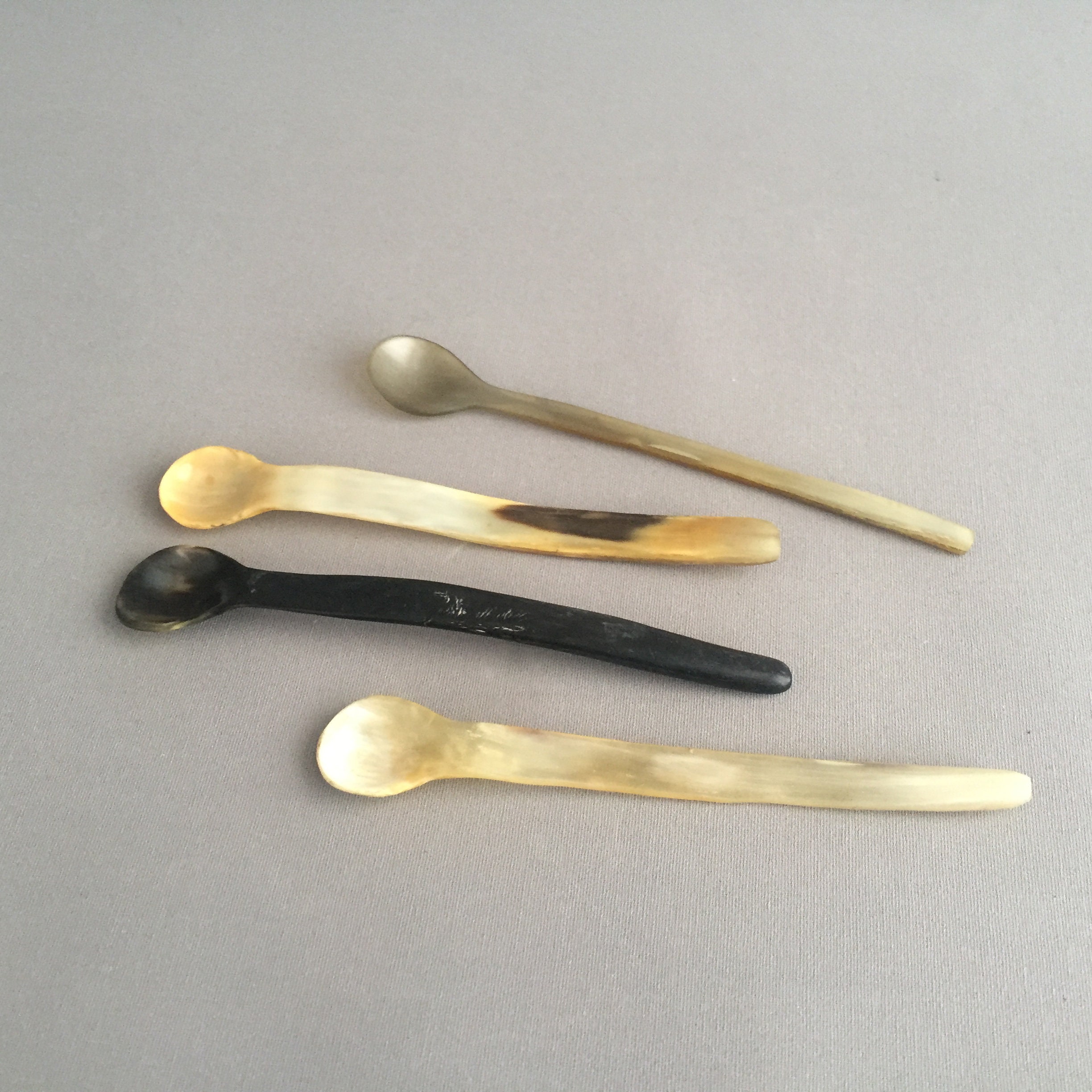 set of 4 cow horn spoons