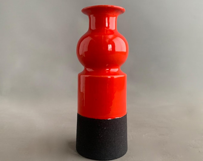red and black Italian mid century ceramic vase