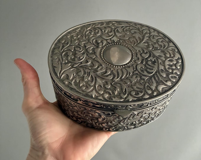 Victorian Floral Style Repousse Casket Jewellery Box
