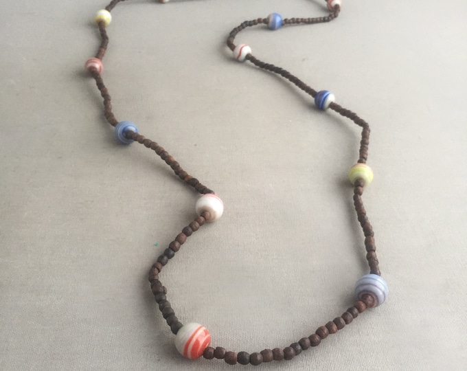 murano bead and wood necklace