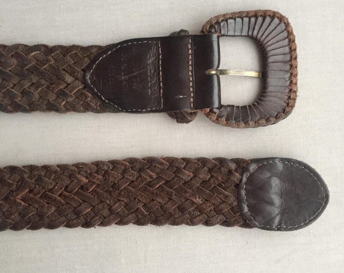 Y2K braided leather dark brown belt
