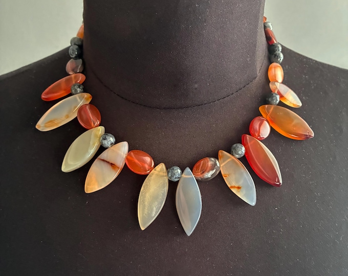 Carnelian and agate necklace