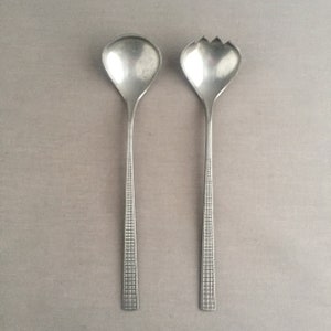 Mid century pewter salad servers