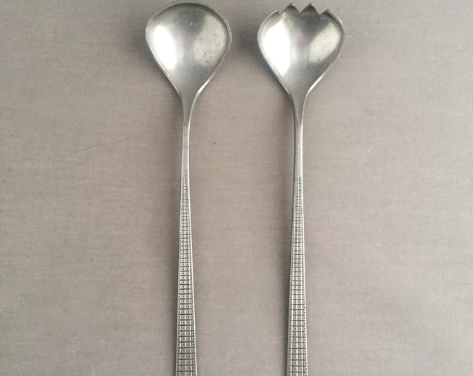 Mid century pewter salad servers