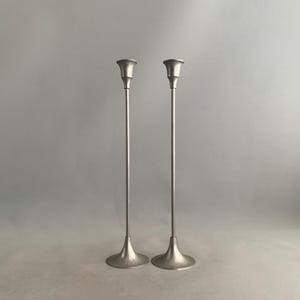 Pair of tall tulip base candle stick holder