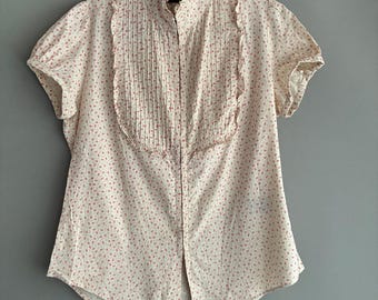 Vintage Ralph Lauren floral print ruffled cotton blouse