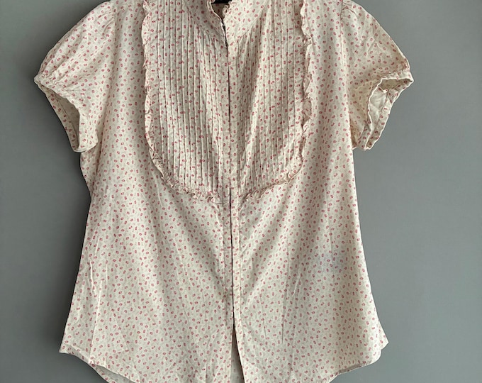 Vintage Ralph Lauren floral print ruffled cotton blouse