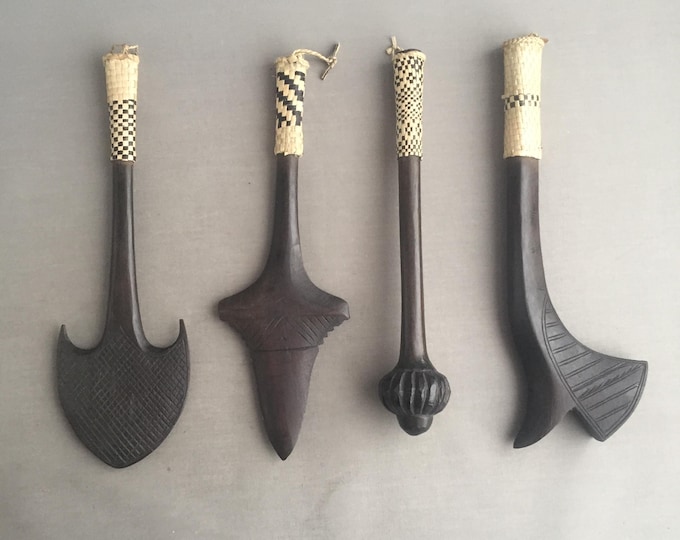 Hand carved Fijian wooden display pieces Polynesian Pacific wood craft