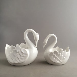1980s ceramic swan planters