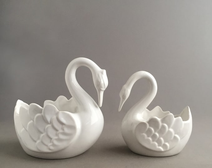 1980s ceramic swan planters