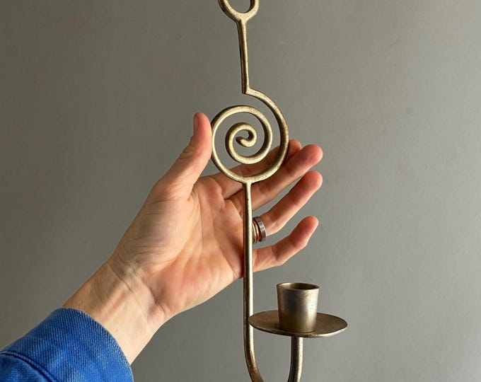 hand forged wall-hanging candlestick holder sconce