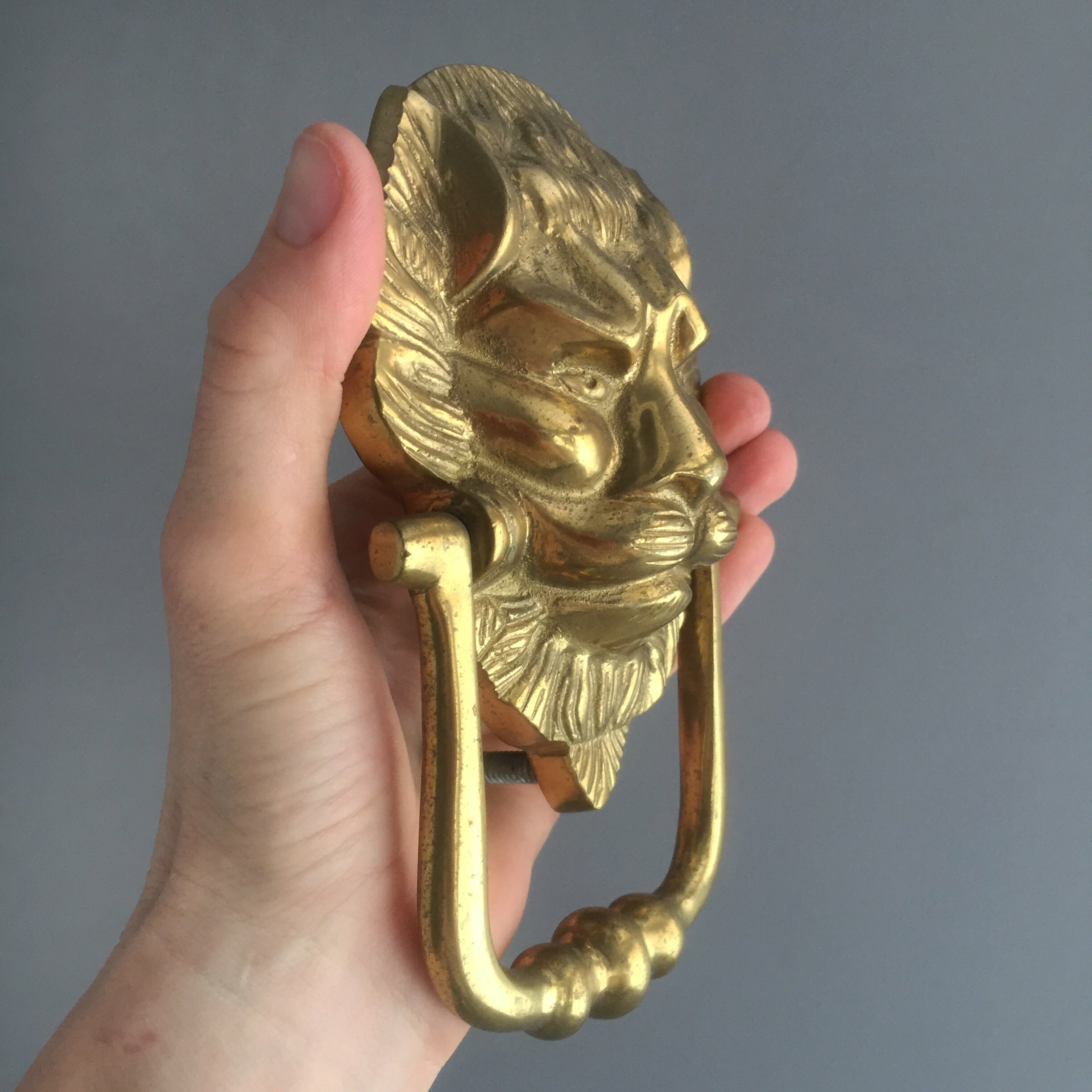 Lion head brass door knocker