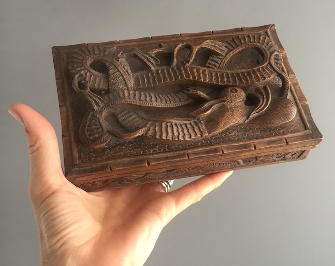 carved wooden oriental box