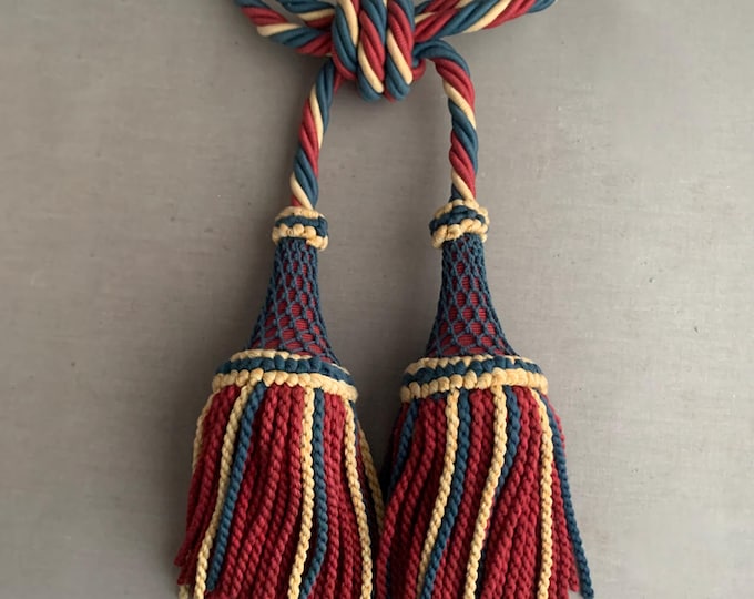 Ornate Italian rope and tasseled curtain tiebacks x 2
