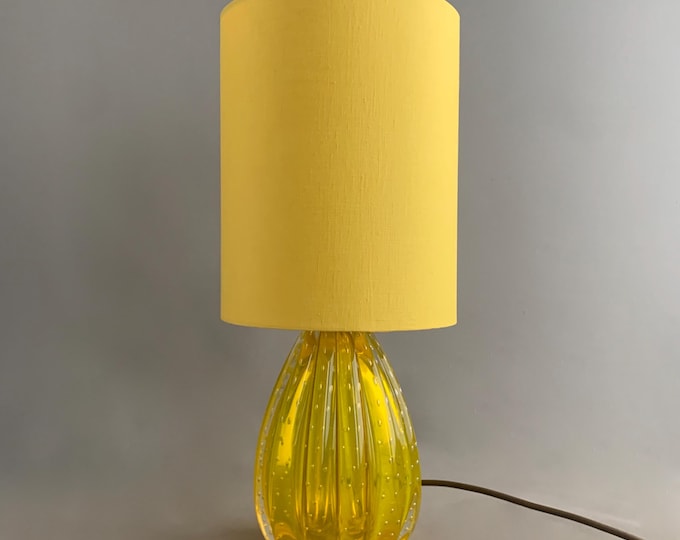 Murano studio glass lampbase and linen shade