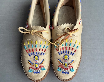 Vintage Taos buckskin leather moccasins