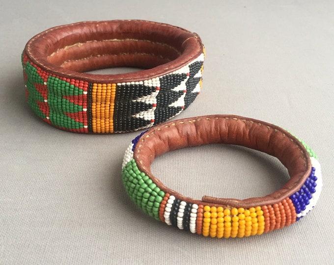 Yoruba Bead and leather bracelet