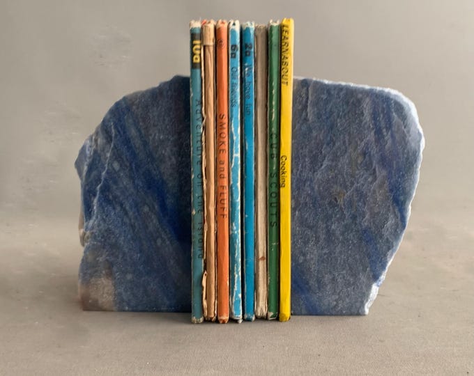 Blue aventurine stone crystal bookends