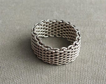 Vintage Tiffany & Co. Mesh  Ring Sterling Silver 925