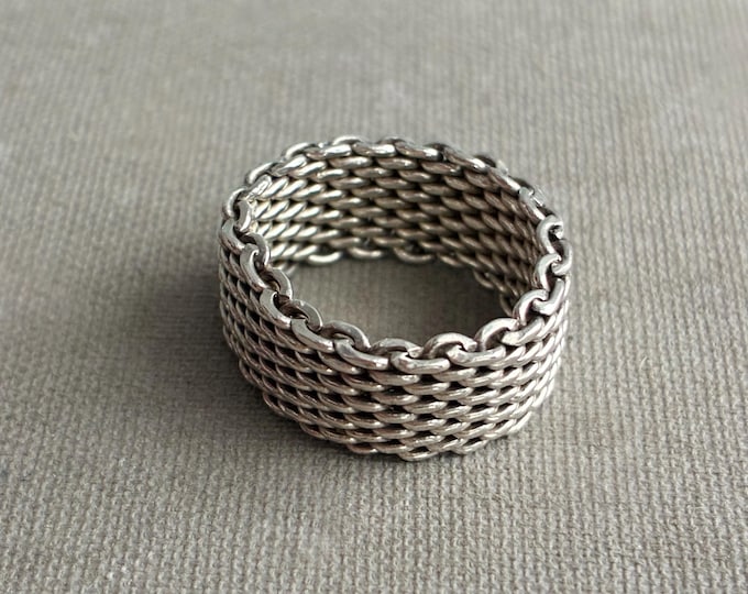 Vintage Tiffany & Co. Mesh  Ring Sterling Silver 925