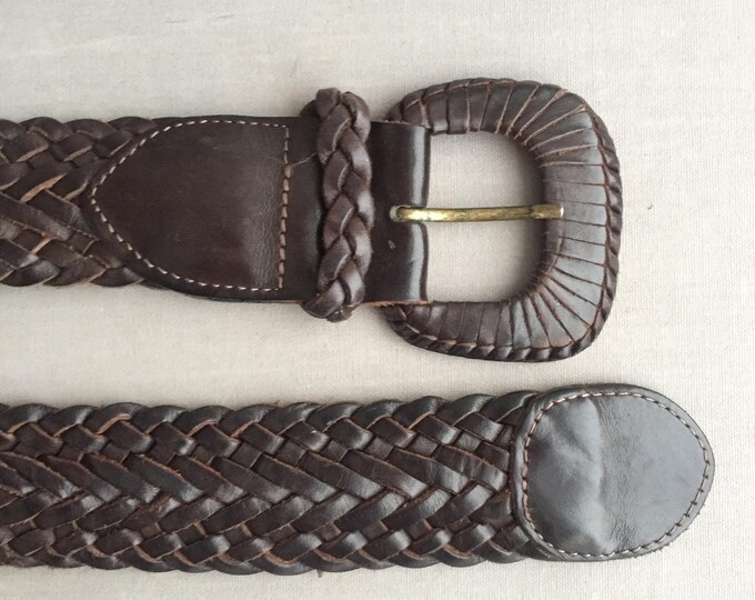 Y2K braided leather dark brown belt