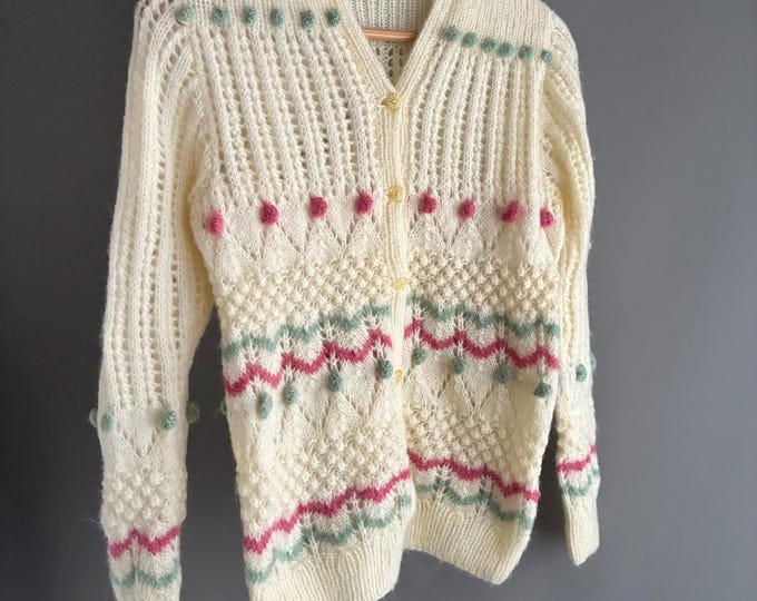 Hand knitted wool Cardigan UK 10