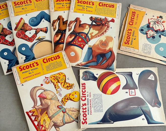 1950s Scott's Circus mobile model paper cut-out kits