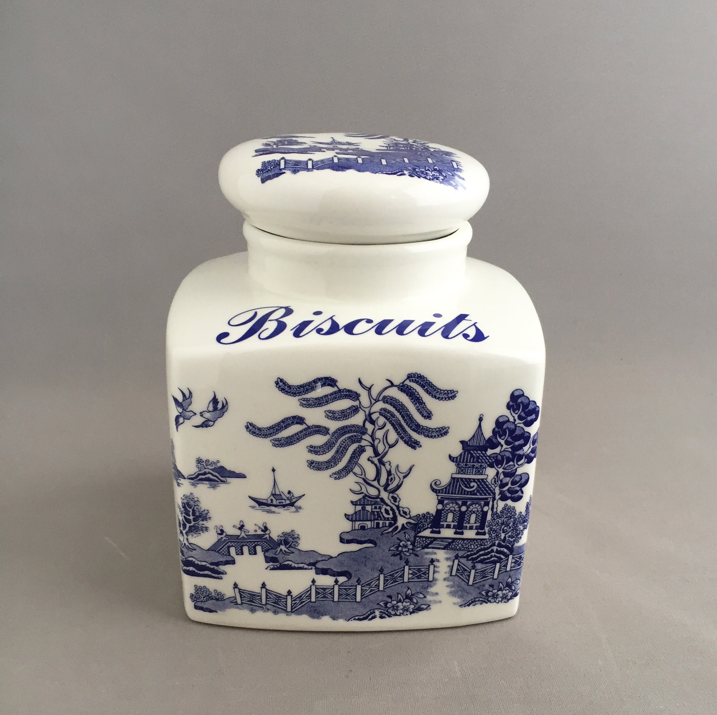 willow china cookie jar/ biscuits jar