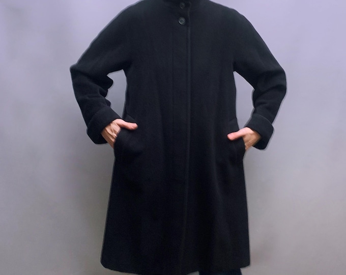 classic wool/ cashmere black swing coat