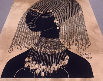 African Woman Batik Print on Fabric by Heidi Lange - Etsy Denmark