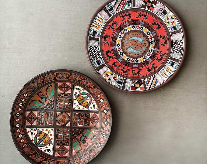 Hand painted Peruvian Inca Terracotta wall plates