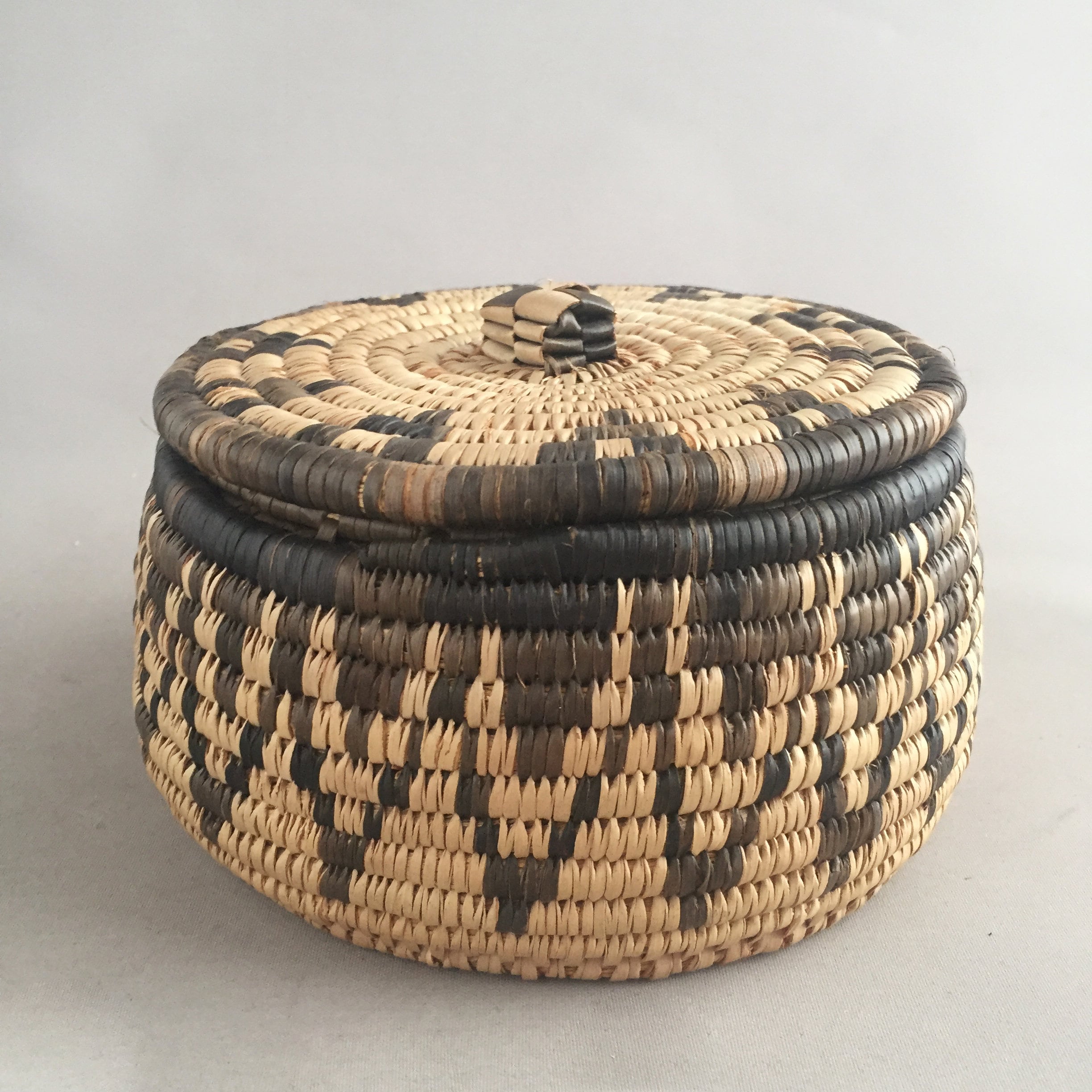 vintage woven african basket with lid