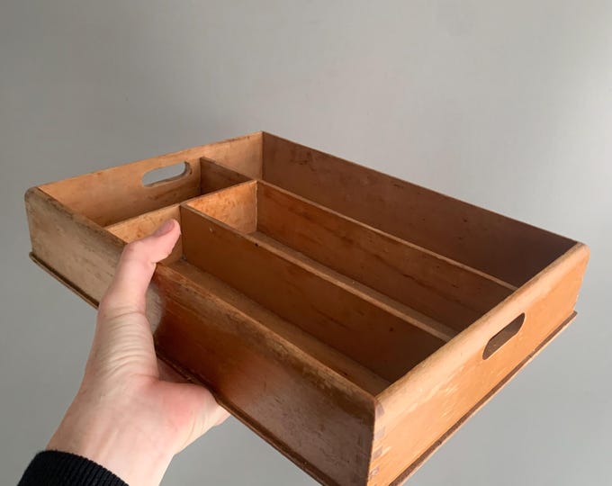old wooden cutlery tray