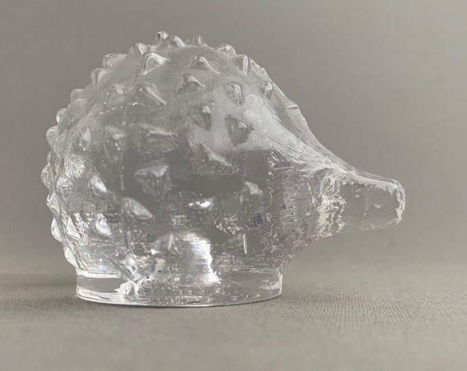 Pukeberg modernist glass hedgehog paperweight