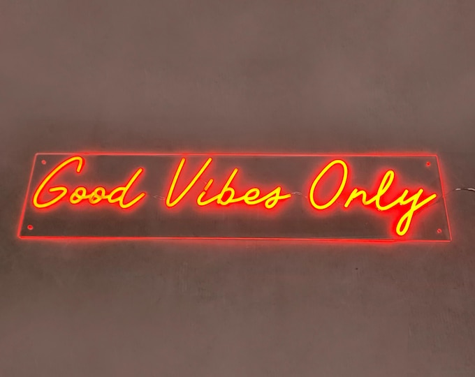 Large Neon style led wall light Good vibes only