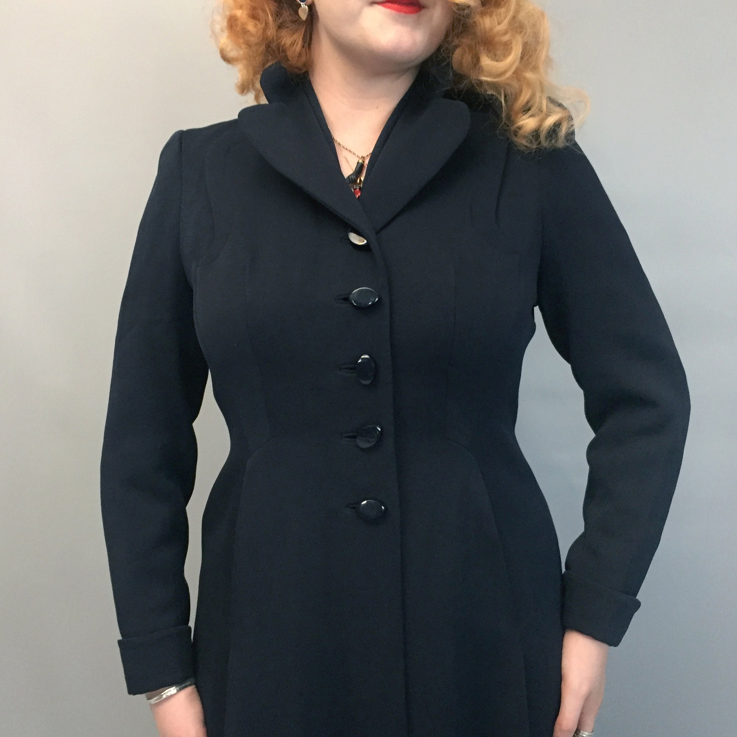 1940s gabardine pure wool dress coat