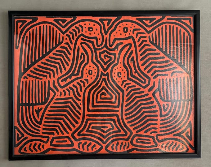 authentic framed mola textile artwork