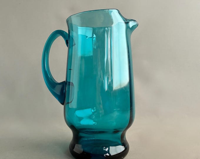 studio glass blue pitcher jug