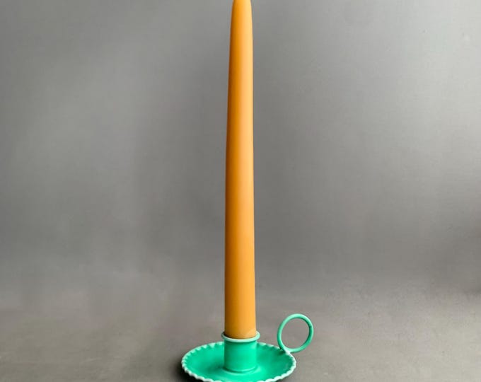 Little enameled metal candle stick holder