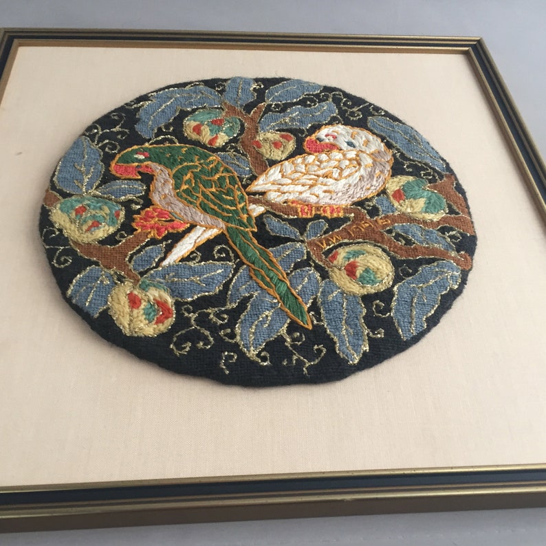 framed embroidery bird picture image 4