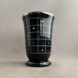 1950s hand painted glass vase