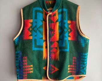 El Charro pure wool southwestern geometric pattern Gilet