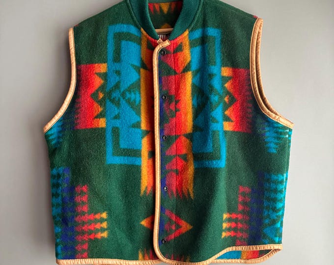 El Charro pure wool southwestern geometric pattern Gilet